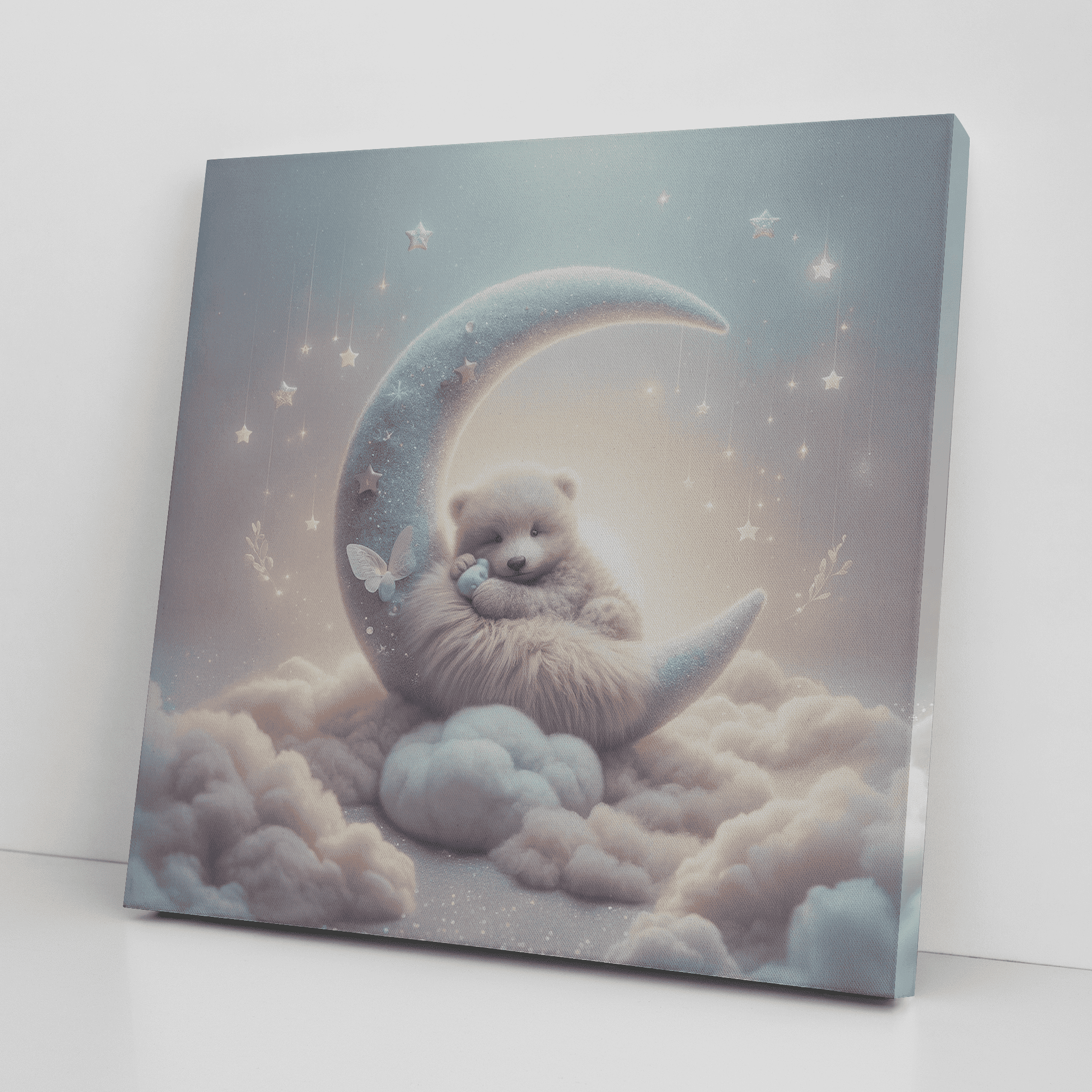 Serene Dreamland: Whimsical Square Baby Wall Art for Nursery