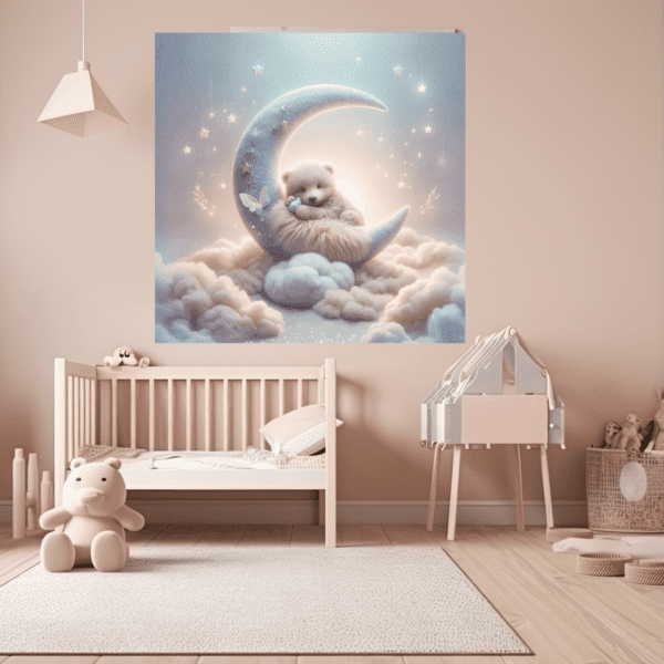 Serene Dreamland: Whimsical Square Baby Wall Art for Nursery