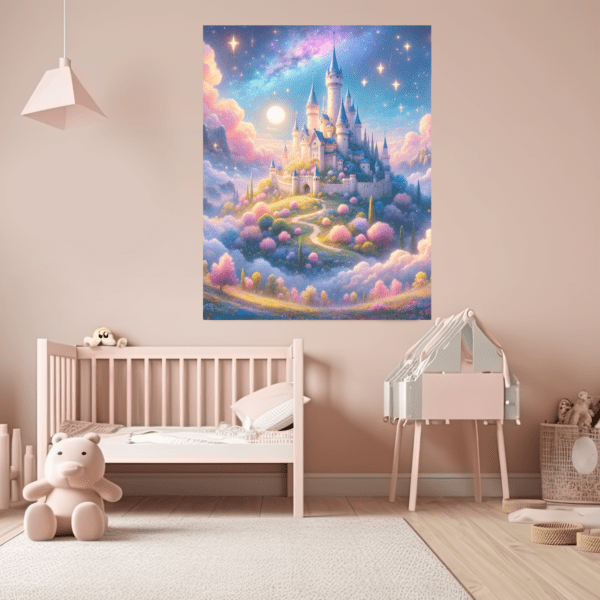 Enchanted Fairytale Castle Canvas Wall Art for Nursery