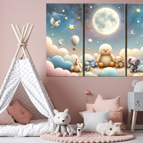 Canvas Art Nursery Room:: Starry Nights & Playfull Dream Set