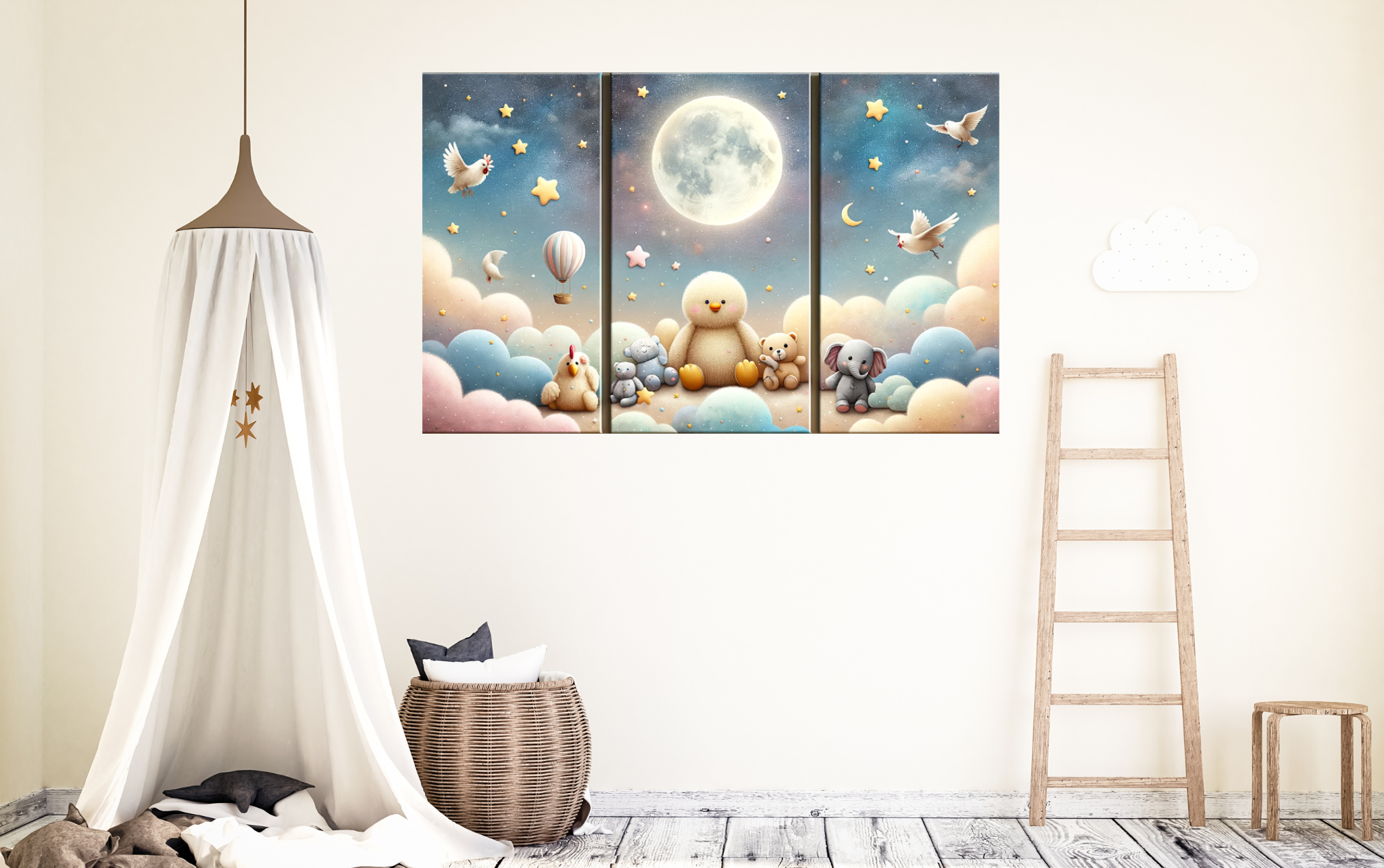 Canvas Art Nursery Room:: Starry Nights & Playfull Dream Set