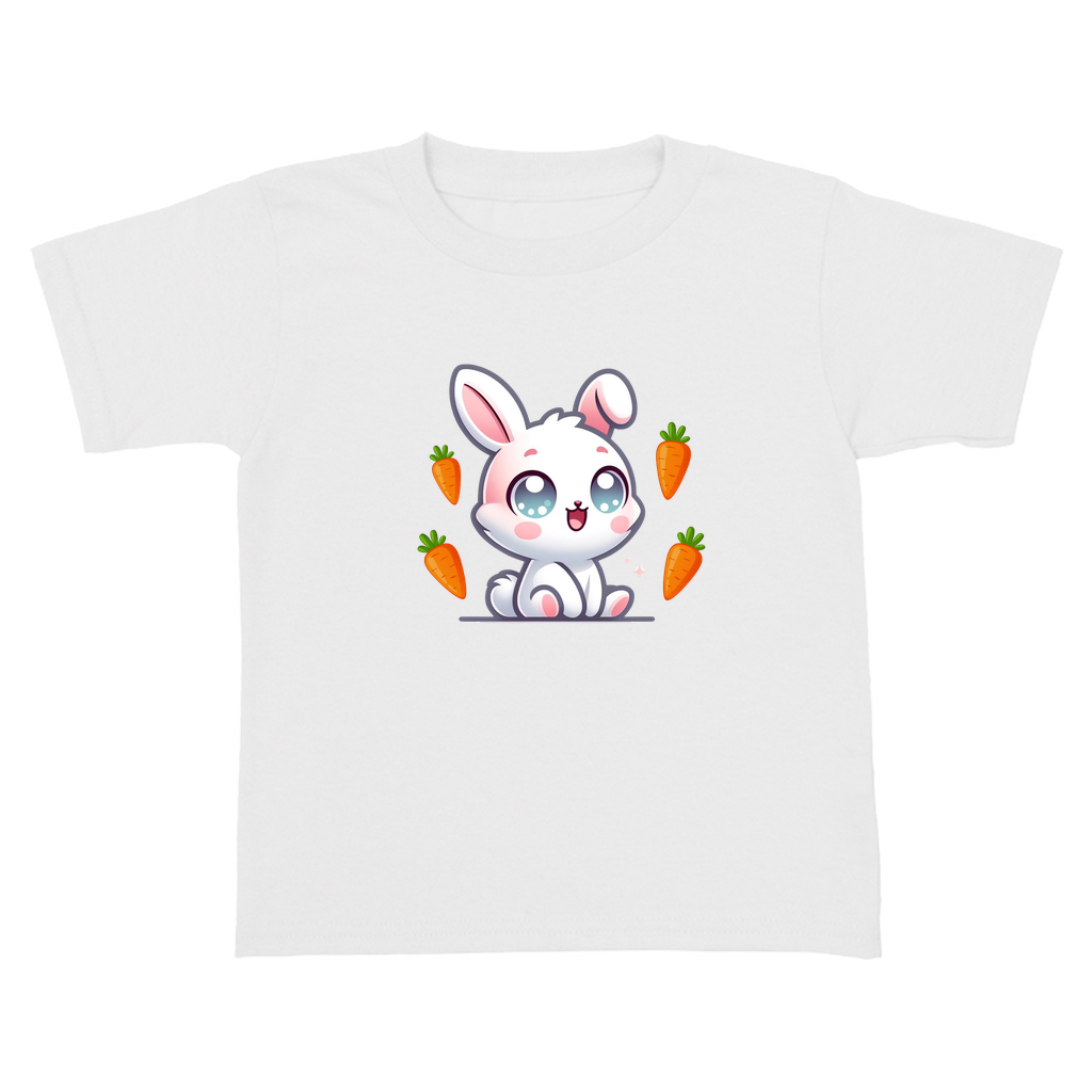 White toddler short sleeve shirt with rabbit