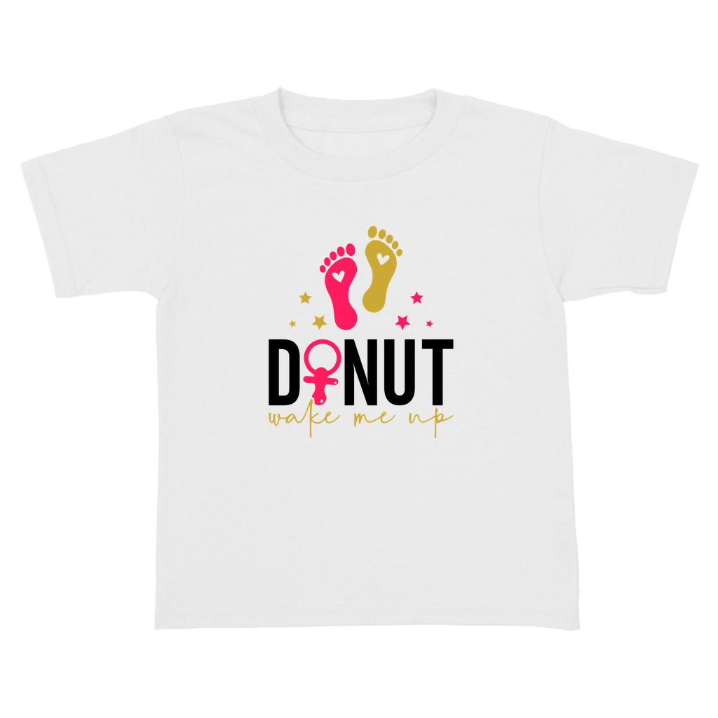 Toddler tee shirt with quote 'Donut Makes Me Up'