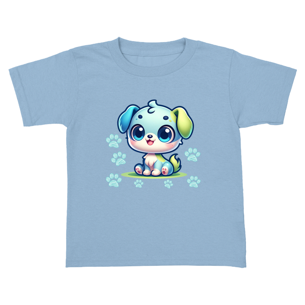 Toddler blue t-shirt with friendly dog graphic