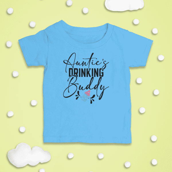 Blue toddler tee shirt graphic with a funny quote