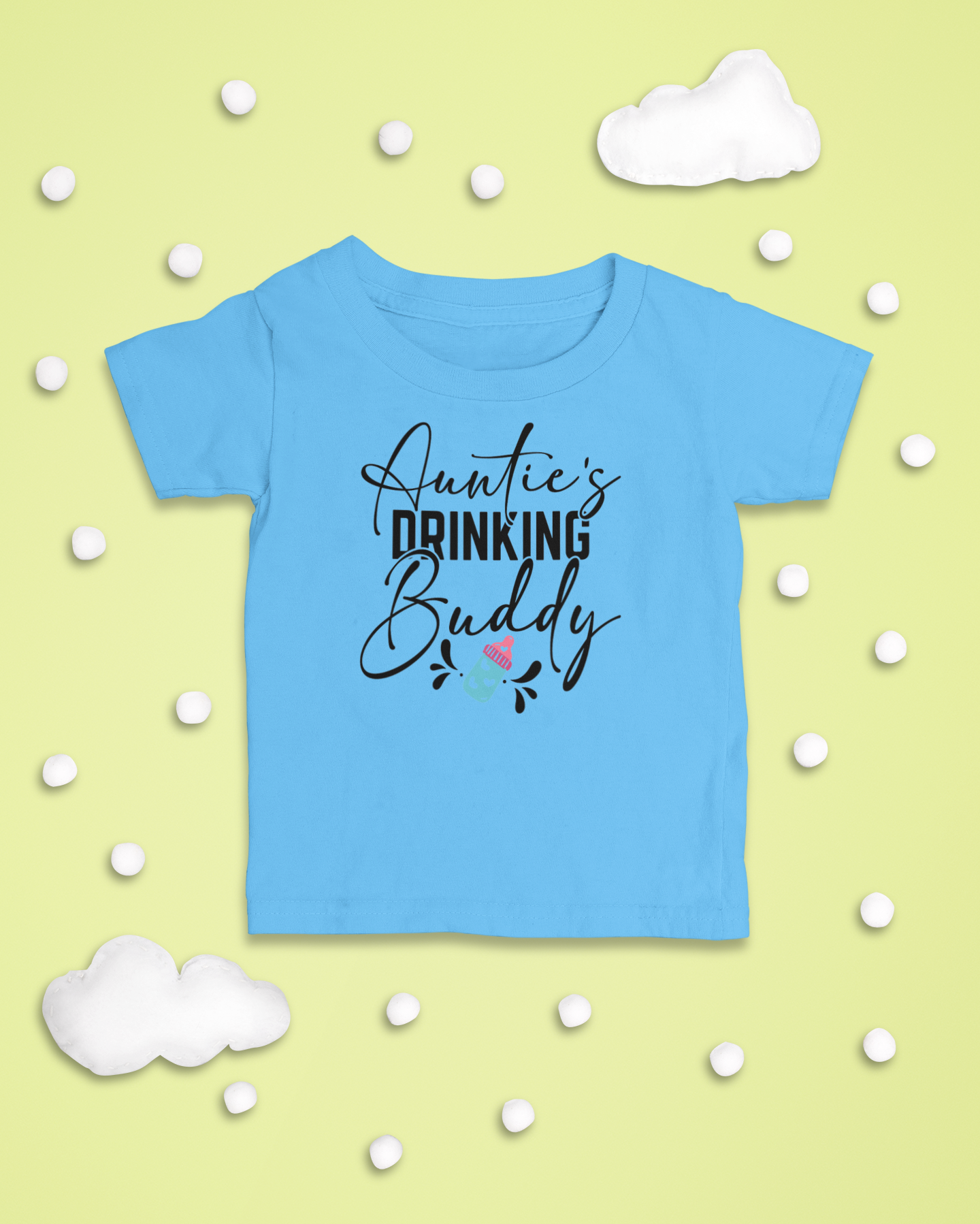 Blue toddler tee shirt graphic with a funny quote